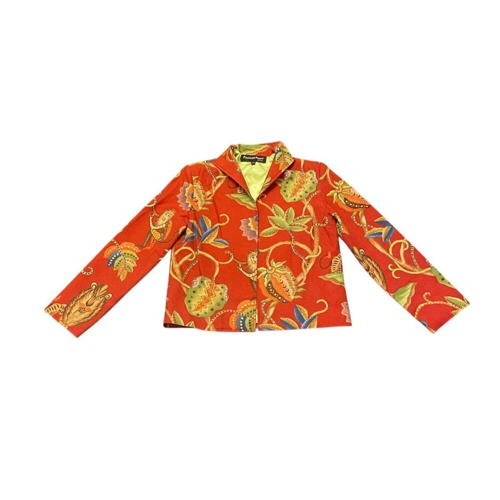 Vintage Painted Pony Blazer Jacket XS‎ Jungle Monkey Red Green Made In USA